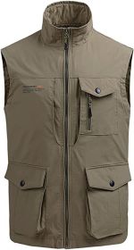 Men's Multi-pocket Casual Quick Dry Vest Photography Fishing Outdoor Vest (size: KHAKI-4XL)